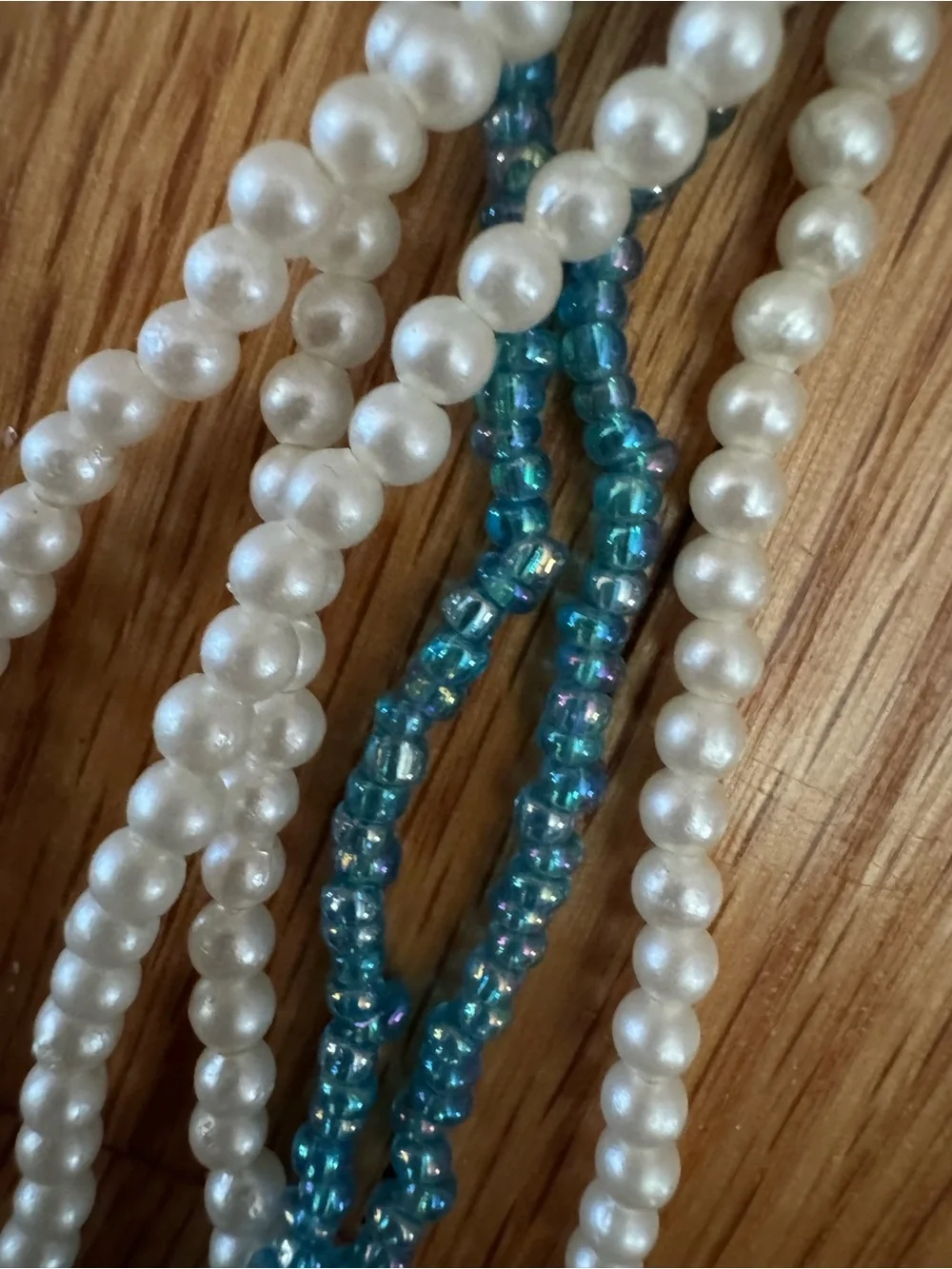 Vintage Twisted Pearl and Teal Bead Necklace - Women Jewelry